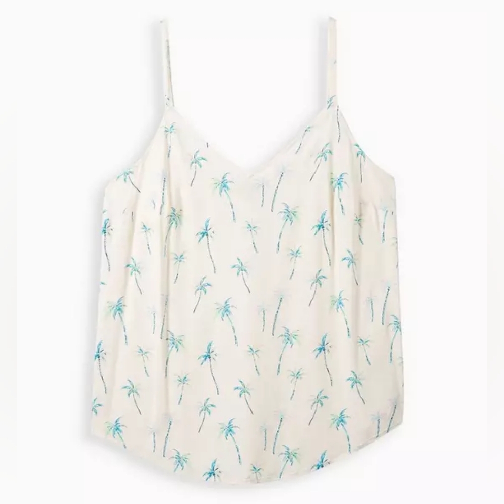 Torrid Pink With Blue And Green Palm Trees Ava Rayon Slub Cami